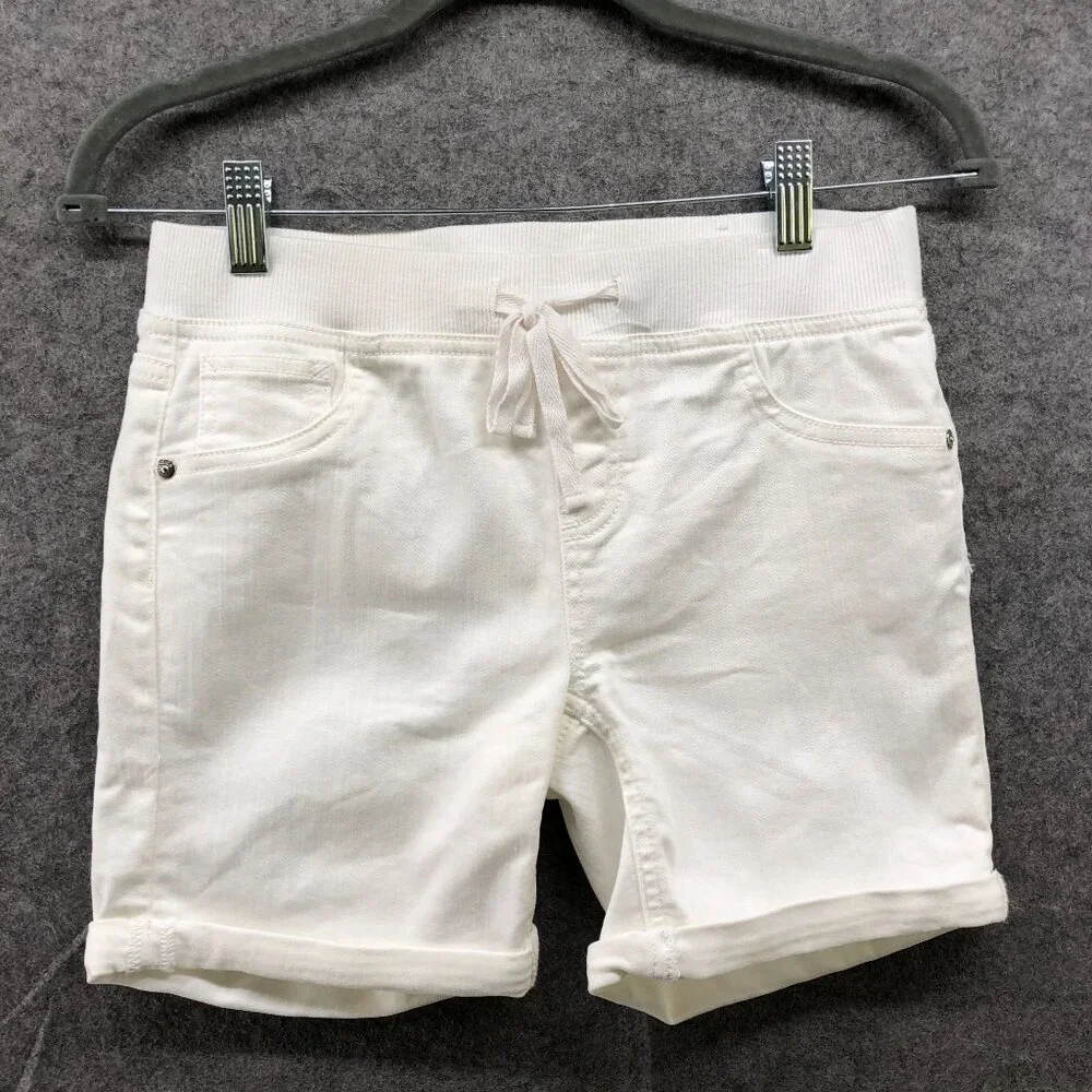 Justice Girls Size 16 White Denim Shorts‎ Pull On Jean Short Stretch Drawstring
